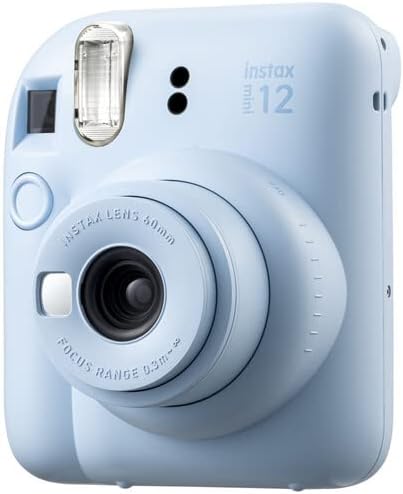Fujifilm Instax Mini 12 Instant Camera Pastel Blue with Sandisk 32 GB USB Flash Drive + 40 Sheets Fujifilm Instax Mini Film and Sunshine Photo Microfiber Cleaning Cloth Bundle
