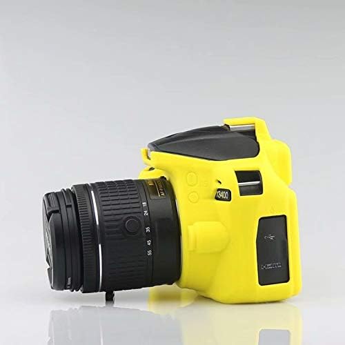 Professional Secure Silicone Camera Cases Bag Housing Rubber Body Skin for Nikon D3400 Digital SLR Camera (Yellow)