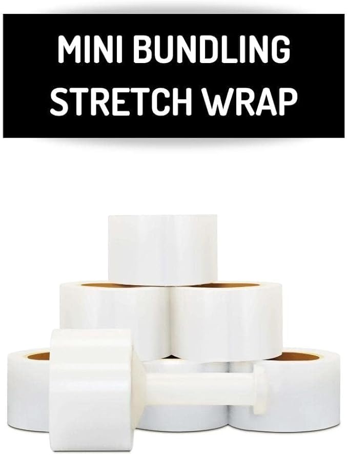 PSBM 18 Rolls 3 Inch x 600 Feet 120 Gauge Mini Stretch Film/Wrap with Plastic Handle, Heavy Duty Industrial Strength Clear Shrink/Plastic Wrap for Moving, Packing, Shipping, Bundling & Storage