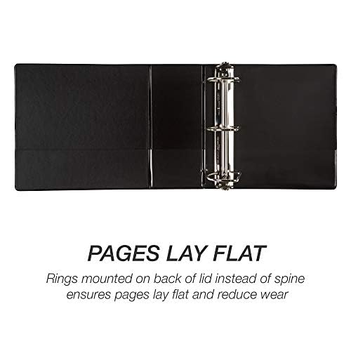 Samsill Durable 5 inch 3 Ring Binder, Made in USA, Locking D Ring FSC 100% Recycled Chipboard, Black, 2 Pack