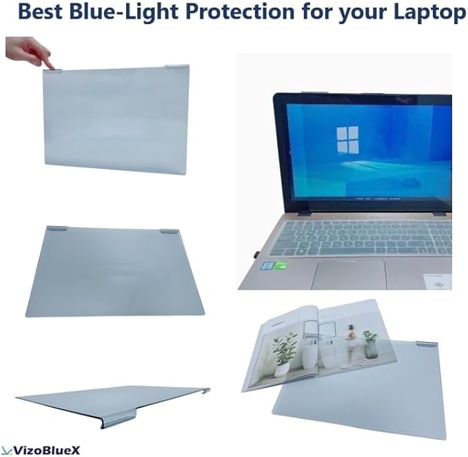 VizoBlueX - 16 inch Diagonal Blue Light Blocking Screen Protector Filter. Panel LED PC Laptop Anti-UV Eye Protection Panel Cover - Widescreen Laptop Frame Hanging Type (W 14" X H 9.2")