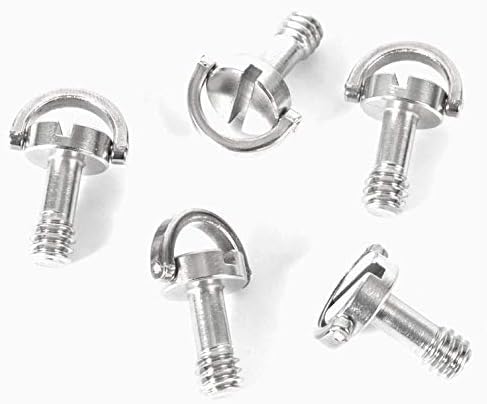 5 Pack 1/4" D-Ring SS Screw w Slot Head Long 14mm Shaft Tripod QR for QR Plate Stainless Steel