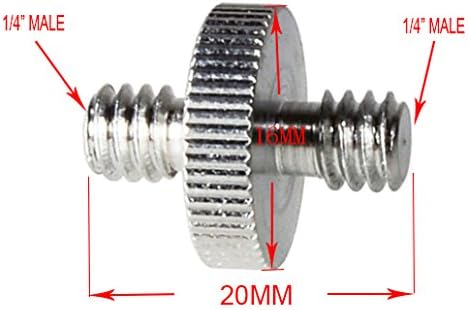 Foto&Tech 1/4" Male to 1/4" Male Screw +1/4" Male to 3/8" Male Threaded Screw Adapter Compatible with Camera Cage/Shoulder Rig/Tripod/Socket Studio/Lighting Equipment/LED Panel/GoPro
