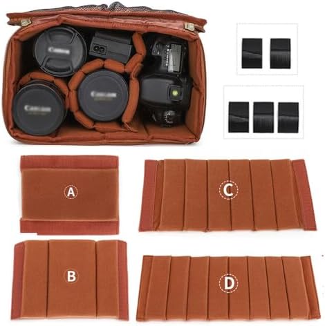 4-Pack Camera Bag Case Insert Partition Divider Separator Pad Protective Lens Camera Bag Dividers Inserts Compatible with Canon Sony etc...