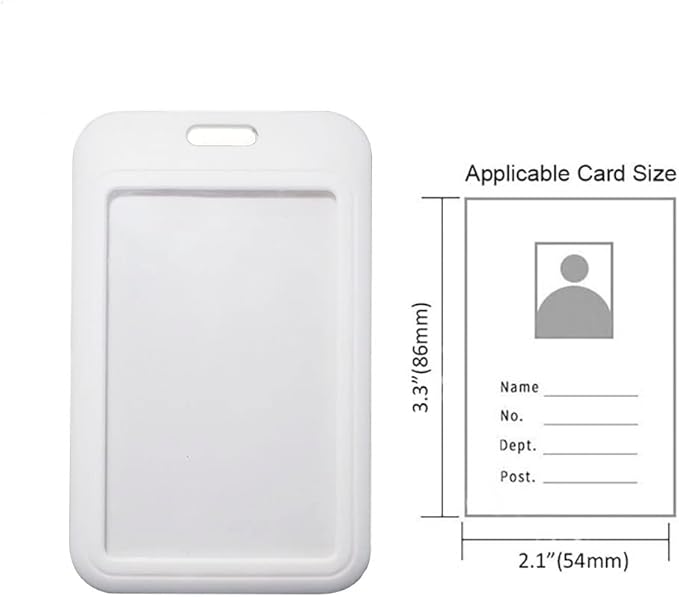 Larpur 2 Pack Vertical ID Badge Holders Hard Plastic Card Cases with Clear ID Window for School, Office, Factory, White