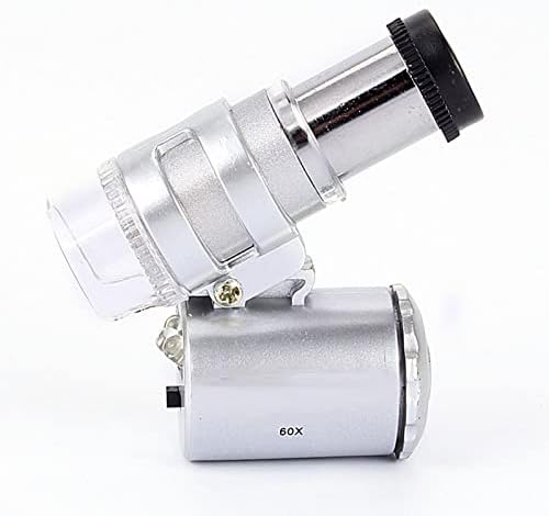 60X Pocket Microscope Portable Mini Microscope Handheld Jewelry Magnifier Loupe Glass LED Light Magnifying Microscope