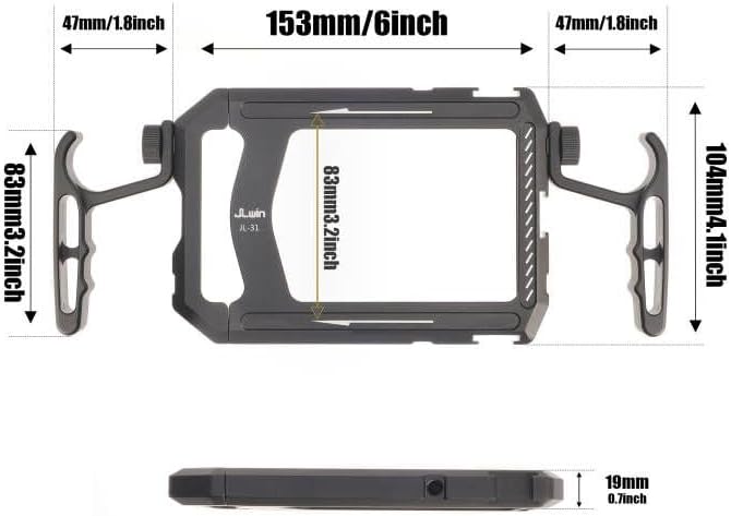 FocusFoto Metal Smartphone Video Rig with Dual Handle Grips, Aluminum Alloy Camera Case Stabilizer for iPhone Mobile Phone Vlogging Professional Videomaker