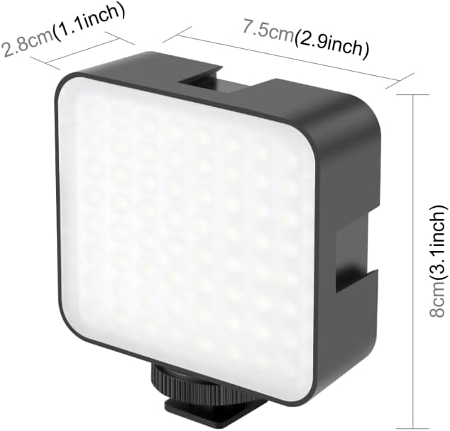 LED Video Light with 3 Cold Shoe, PULUZ on Camera Video Light LED 64 5W Dimmable Video Splicing Fill Light with 1/4" Thread for Canon for Nikon for Sony and Other DSLR Cameras