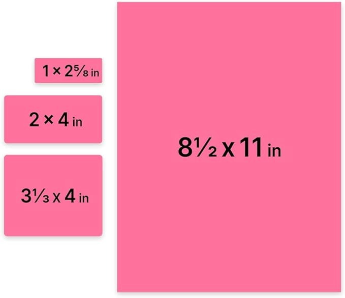 JAM PAPER Shipping & Mailing Address Labels - Multi Size Assortment - Ultra Pink - 370/Pack