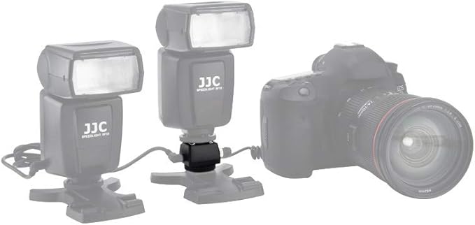 JJC Standard Hot Shoe Adapter with Extra PC sync Connection Port & 3.5mm Mini Phone Connection Port for Connecting Cameras to Additional Off-Camera Flash, Studio Light / Strobes or Other Accessories