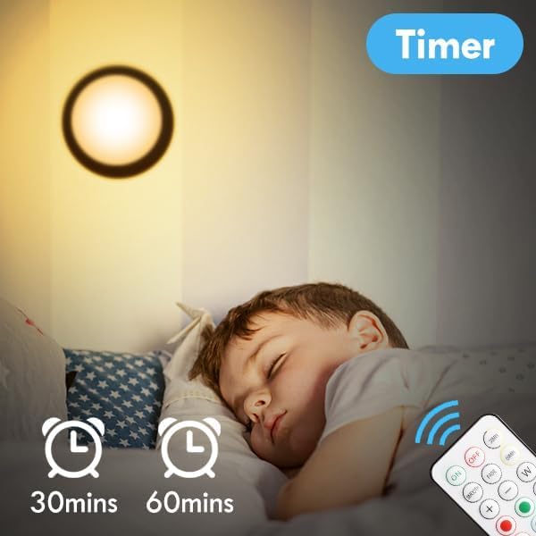 BLS LED Puck Lights with Remote Control, 13 Color Changing Under Cabinet Lighting Wireless, Push Battery Operated Night Light, Tap Battery Powered Stick on for Closet,Kitchen,Stairs,Step, Black 6 Pack