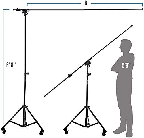 AxcessAbles Heavy Duty Microphone Boom Stand with Weighted Tripod Base | 80-inch Height Overhead Mic Stand | 96 Inch Boom Arm Stand | Shotgun Video Mic Stand | All Metal, No Plastic Parts