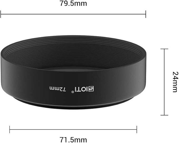 SIOTI 72mm Lens Hood, Oxidation Matte Anti Reflective Treatment, Aluminum Alloy, with 1 * 77mm Lens Cap, Compatible with Sony/Canon/Nikon/Fuji etc >50mm Camera Lens