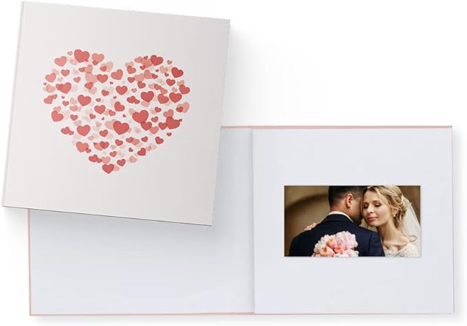 Heirloom Video Book - 5" HD Screen for Custom Memory Gift - Wedding Birthday Christmas Anniversary - 20 Min Video Photo Keepsake - USB Rechargeable - Heart