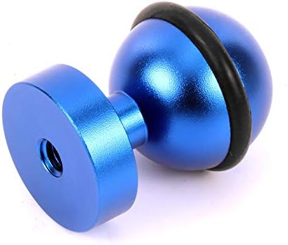 Metal Camera Ball Head Mount, 1-Inch Diameter, 1/4-Inch Hot Shoe Bracket for Diving Light (Blue)