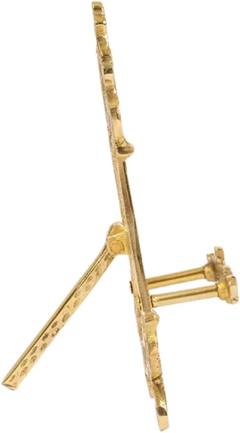 Brass Easel Display Stand – Ornate Victorian Gold Finish, 6″H x 2.5″W | Vintage Tabletop Frame & Plate Holder