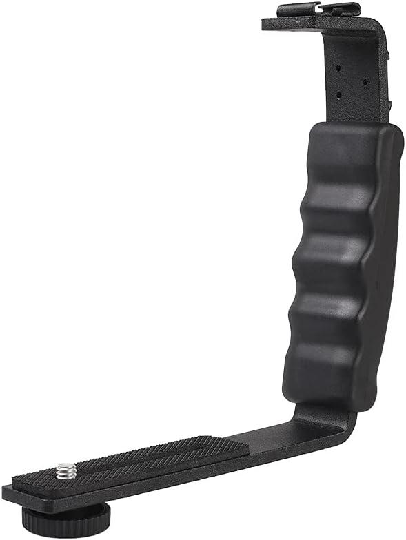 L-Shape Flash Bracket with Dual Flash Cold Shoe Mount  Tripod Screw Versatile for Camcorder Microphone DSLR Canon/Nikon/Sony/Yongnuo/Flash Stand