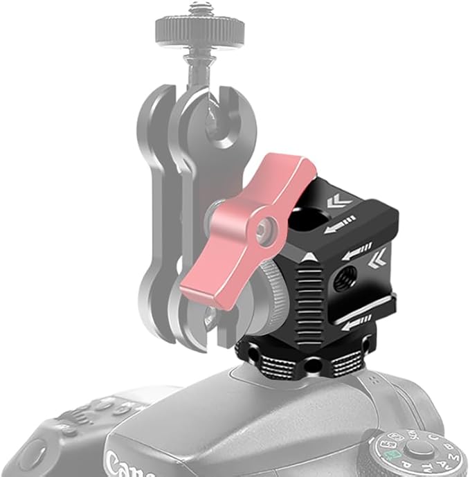 BGNing Triple Hot Shoe Mount Adapter Cold Shoe Extend Mount Monitor Holder Mic Fill Light Bracket 1/4 Arri Hole for Camera Cage Tripod Mount