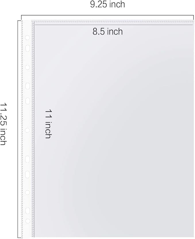 Heavy Duty Sheet Protectors for 3 Ring Binder, 100 Count Clear Page Protectors, Top Loading Plastic Sleeves 8.5 x 11 inch