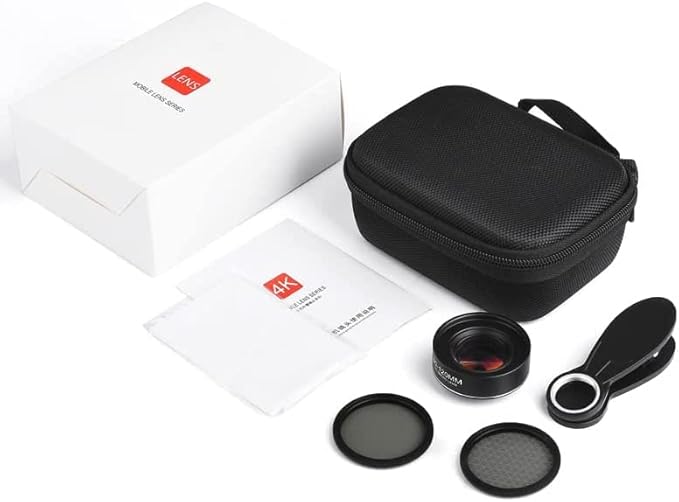 30-120mm Macro Zoom Lens, for iPhone, Samsung, Android, Pixel, Black, Mixed Materials, HD Coating, 4:1 Zoom Ratio, Auto/Manual Focus, Compatible with Most Smartphones