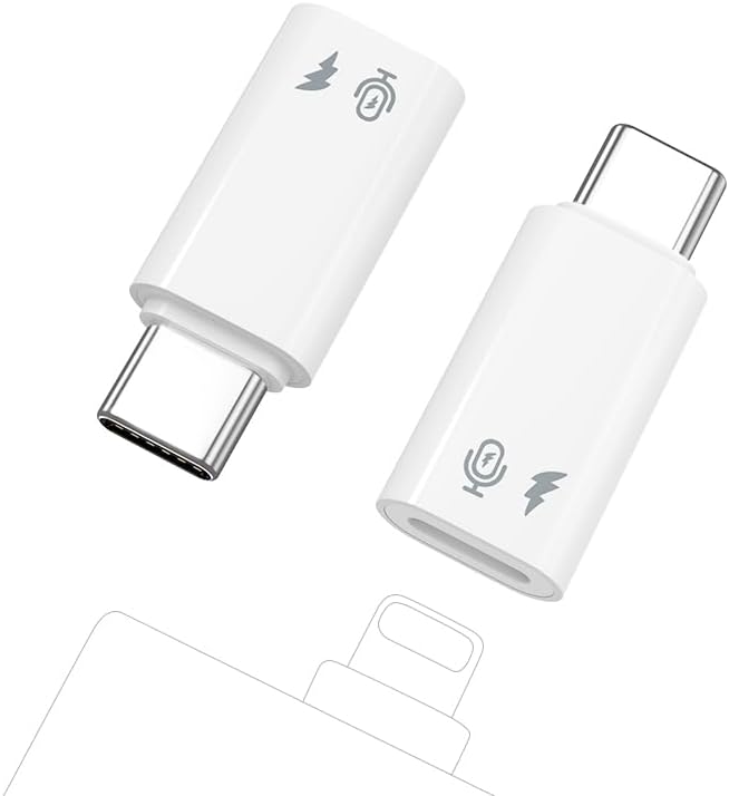 MoKo Lightning to USB C Microphone Adapter 2 Pack (Not for Headphone/Data), USB C Male to Lightning Female Adapter for Wireless Lavalier Microphone for iPhone 17 Air 16 15 Pro Max Plus, iPad Pro/Air