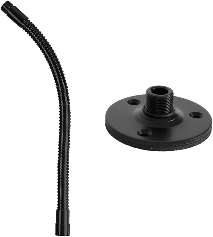 On-Stage 13" Microphone Gooseneck, Black & TM08B Microphone Flange Mount, Black