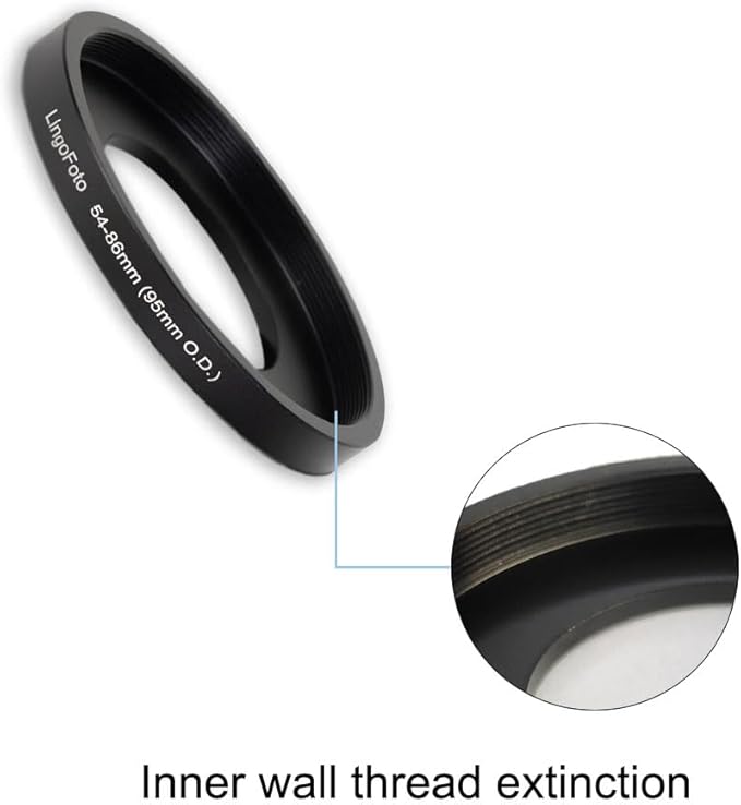 Lens Matte Box Adapter 54-86mm Step up Ring for 54mm Camera Lens to 95mm OD Matte Box Lens Mount (54-86/95mm)