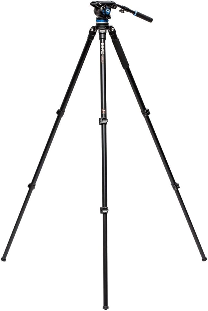 Benro A373F Aluminum Single-Tube Video Tripod Kit with S6 PRO Fluid Head, 75 mm Bowl, Flip-Lock Legs, 13.2 lb Load Capacity, Low-Angle Setup (A373FBS6PRO)
