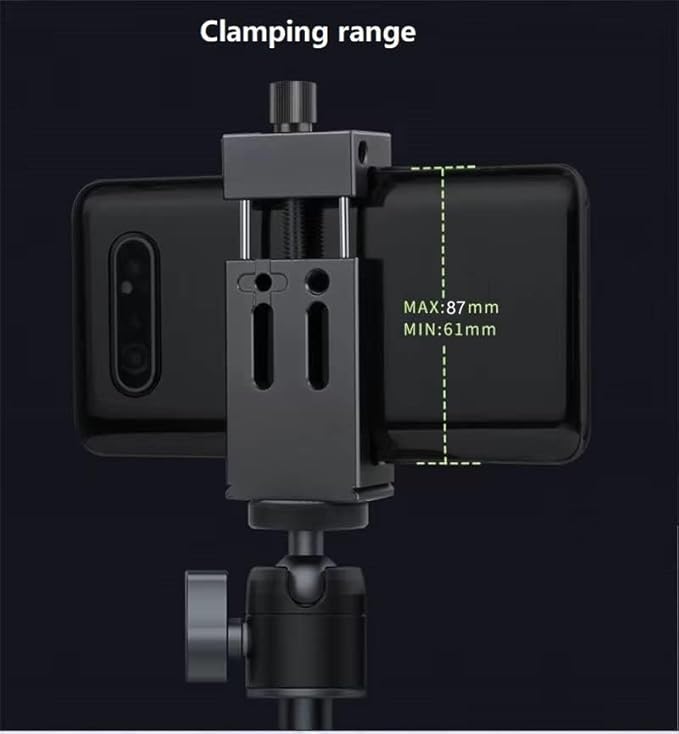 Aluminum Metal Phone Tripod Mount with 3 Cold Shoes & 1/4" Arca Port,360°Rotation Cell Phone Tripod Adapter for Phone Stand Holder, Compatible for iPhone Samsung and Other Smartphone