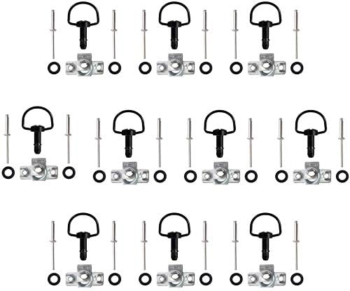 Motorcycle Race Fasteners Quick Release D-Ring 1/4 Turn Race Fairing Fasteners Rivet Type B 19mm (10 Pack) Dark Black