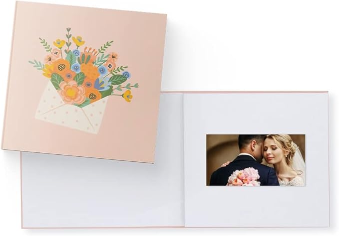 Heirloom Video Book - 5" HD Screen for Custom Memory Gift - Wedding Birthday Christmas Anniversary - 20 Min Video Photo Keepsake - USB Rechargeable - Flower