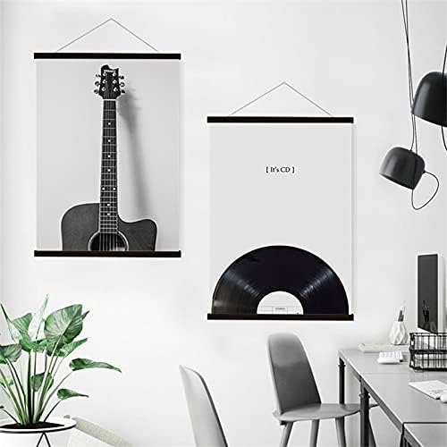 SweeHome Wooden Magnetic Poster Hanger, 18 Inch Frame, 10x18 12x18 18x24 for Pictures, Photos, Maps, Canvas Artwork and Scrolls (Black, 18")
