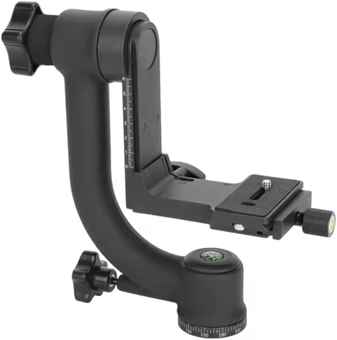 Aluminum Alloy Gimbal Tripod Head with 1/4" Quick Release Plate - 360° Rotating Ball Head, Smooth Pan & Tilt for DSLR, Live Streaming, Bird Watching, Outdoor Shooting Stabilizer, Camera Stabilizer