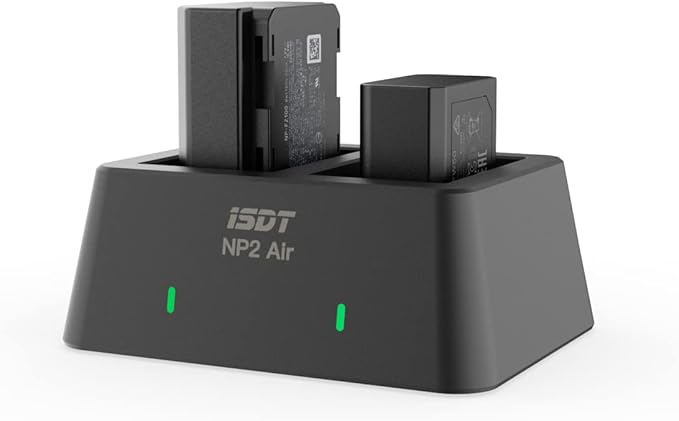 ISDT NP2 Air NP-fz100 NP-FW50 NP-BX1 Battery Charger 90 Mins Full Charge Max 25W Type-C Input Dual Channel Cybershot Charger Compatible for Sony A9 A7III A7RIII / Various Cameras Batteries