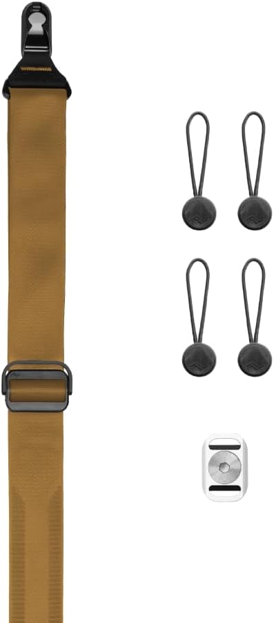 Peak Design Slide Lite Camera Strap, Coyote, Configurable as a Sling, Neck or Shoulder Strap, Quick Release and Connection, Smooth and Grippy Side, Camera Straps for Photographers, 200 lb Capacity