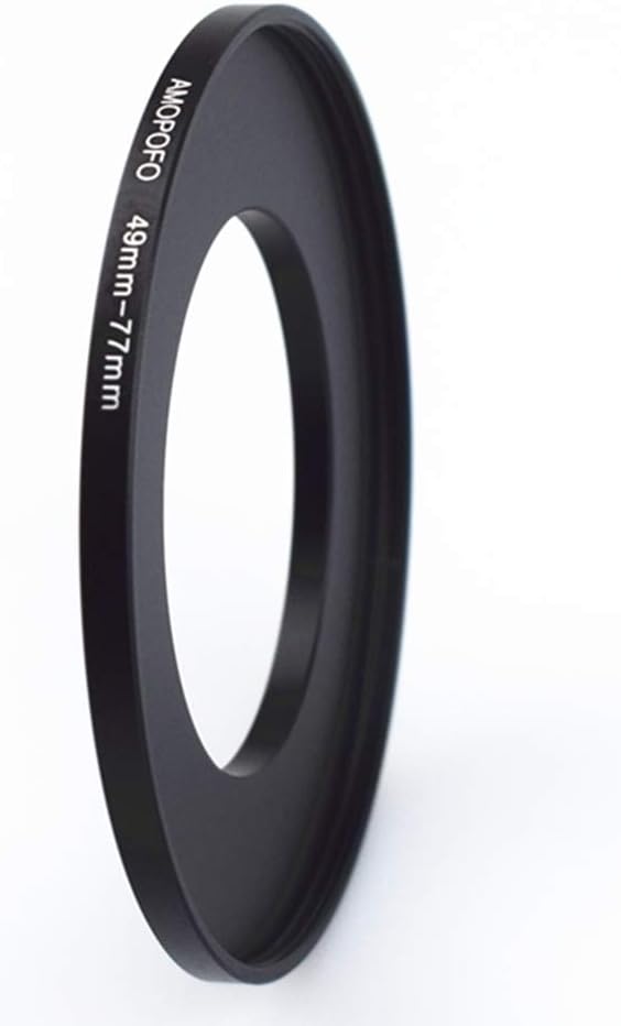 49mm to 77mm Metal Step Up Ring Adapter for Canon,for Nikon,for Sony,for Fuji,M4/3 Camera Lenses to UV,ND,CPL Camera Filters, Made from CNC Machined with Matte Black Electroplated Finish