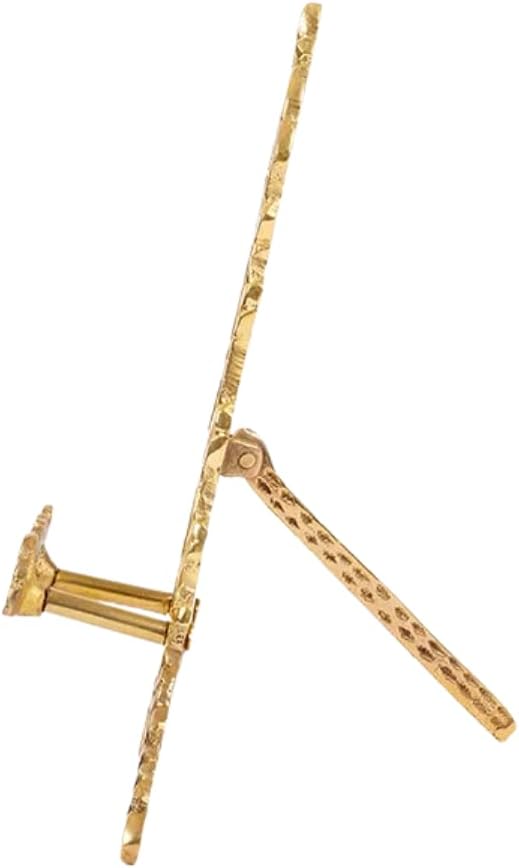 Gold Ornate Brass Easel Display Stand – 6″H x 4″W | Vintage Foldable Tripod Stand for Picture Frames, Plates & Collectibles