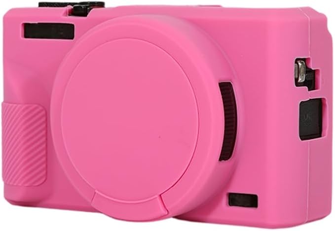 STSEETOP Camera Case for Canon PowerShot G7X Mark III - Protective Silicone DSLR Skin with Lens Cover, Detachable Cage, Shockproof, Dustproof (Rose)