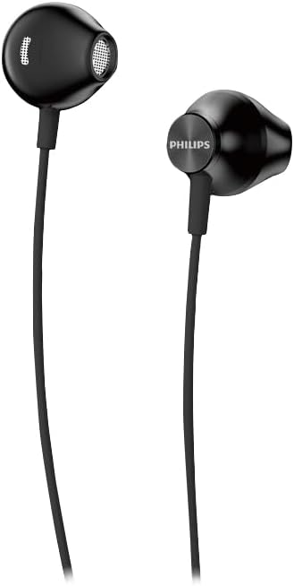PHILIPS Wired Earbuds 3.5mm jack connector with Microphone, in Ear Headphones with mic, Powerful Bass, Lightweight, 3.5mm jack connector Wired Earphones, 3-Button in-line Remote Ear Buds (Black-Gray)