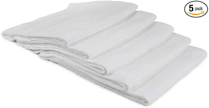 Autofiber Buffmaster Microfiber Polish and Buffing Towel - Pack of 5, White (16 inch x 16 inch , 400 GSM)