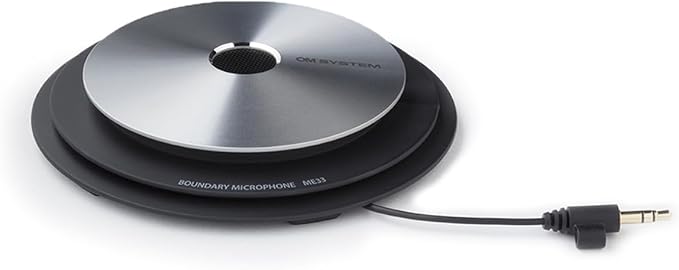 OM SYSTEM Olympus ME33 Table Top Conference Meeting Omni-Directional Microphone with Daisy Chain Capabilities, Black and Silver