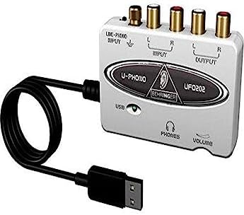 Behringer UFO202-BK USB Audio Interface Vinyl Recording Bundle, Black
