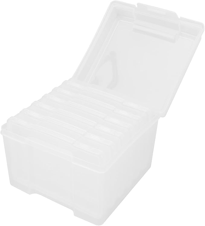 OSALADI Photo Storage Box and Photograph Organizing Case for Home and Office Use, 5X7 Inch Archival Photo Keeper with Lid, Classified Postcard Storage Container