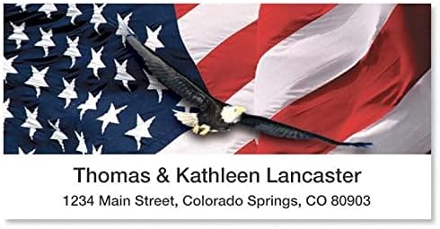 Colorful Images Patriotic Freedom Flag Return Address Mailing Labels, Personalized in The USA with Names & Addresses, Set of 144 Self Adhesive, Easy Peel Flat Label Sheets, 1⅛” x 2¼”, 1 Design