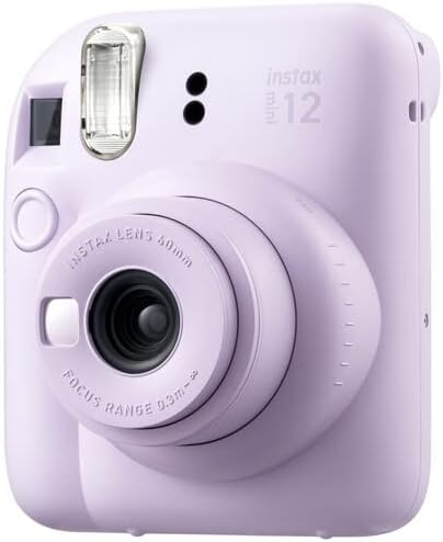 Fujifilm Instax Mini 12 Instant Camera Lilac Purple Bundle with Fuji Instax Mini Film Value Pack (20 Sheets) + Protective Carrying Case + Photo Album + Microfiber Cleaning Cloth