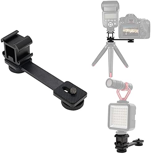 Triple Cold Shoe Mount Extension Bar Bracket with 1/4 Adapter for Zhiyun Smooth 4 DJI Osmo Pocket Osmo Mobile 3 Feiyutech Vimble 2 3-Axis Gimbal Accessories