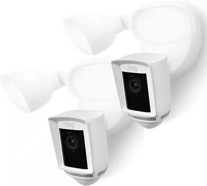 Silicone Skin Case Compatible with Ring Floodlight Cam Wired Pro - Sun Glare, UV & Weather Protection Skins Cover (White, 2 Pack)