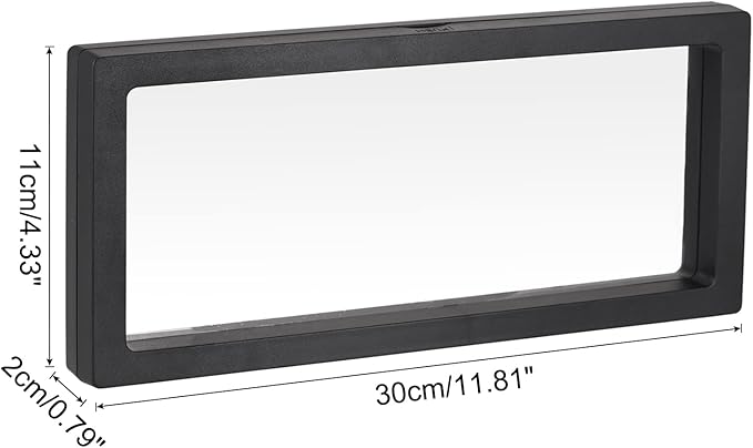 MECCANIXITY Floating Frame Display Holder Stand 3D Jewelry Display Box with Base 11.81 x 4.33 x 0.79 inch Black Pack of 2