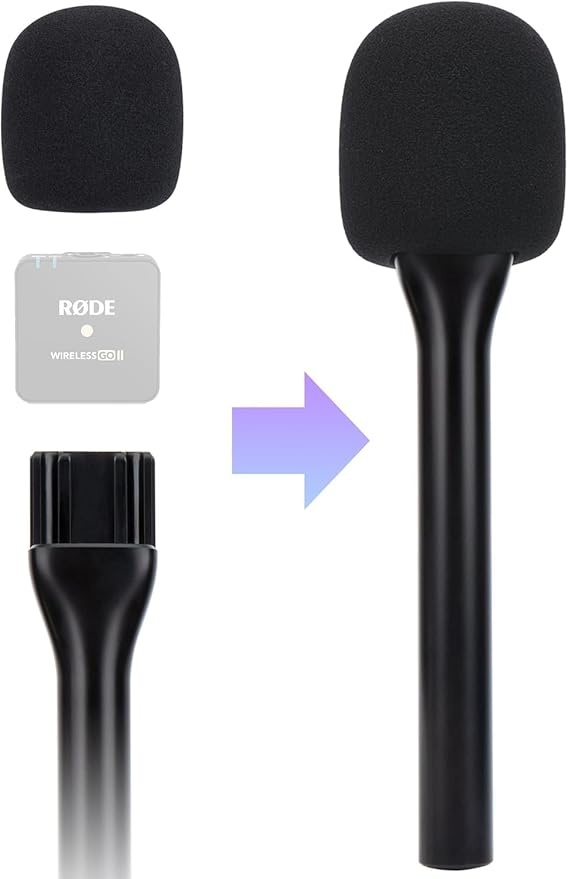 Rode Handheld Wireless Mic Stand with Pop Filter, Holder for Wireless Go 2/Pro, Interview Microphone Adapter for Go/ME