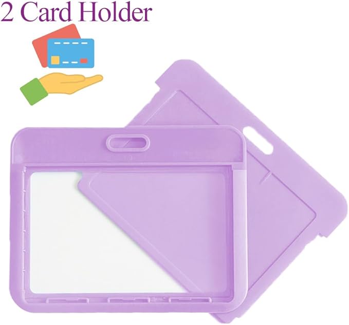 Larpur Sliding Badge Holders, Horizontal Card Cases for Office Work School ID, Pack of 2 Purple ID Holders